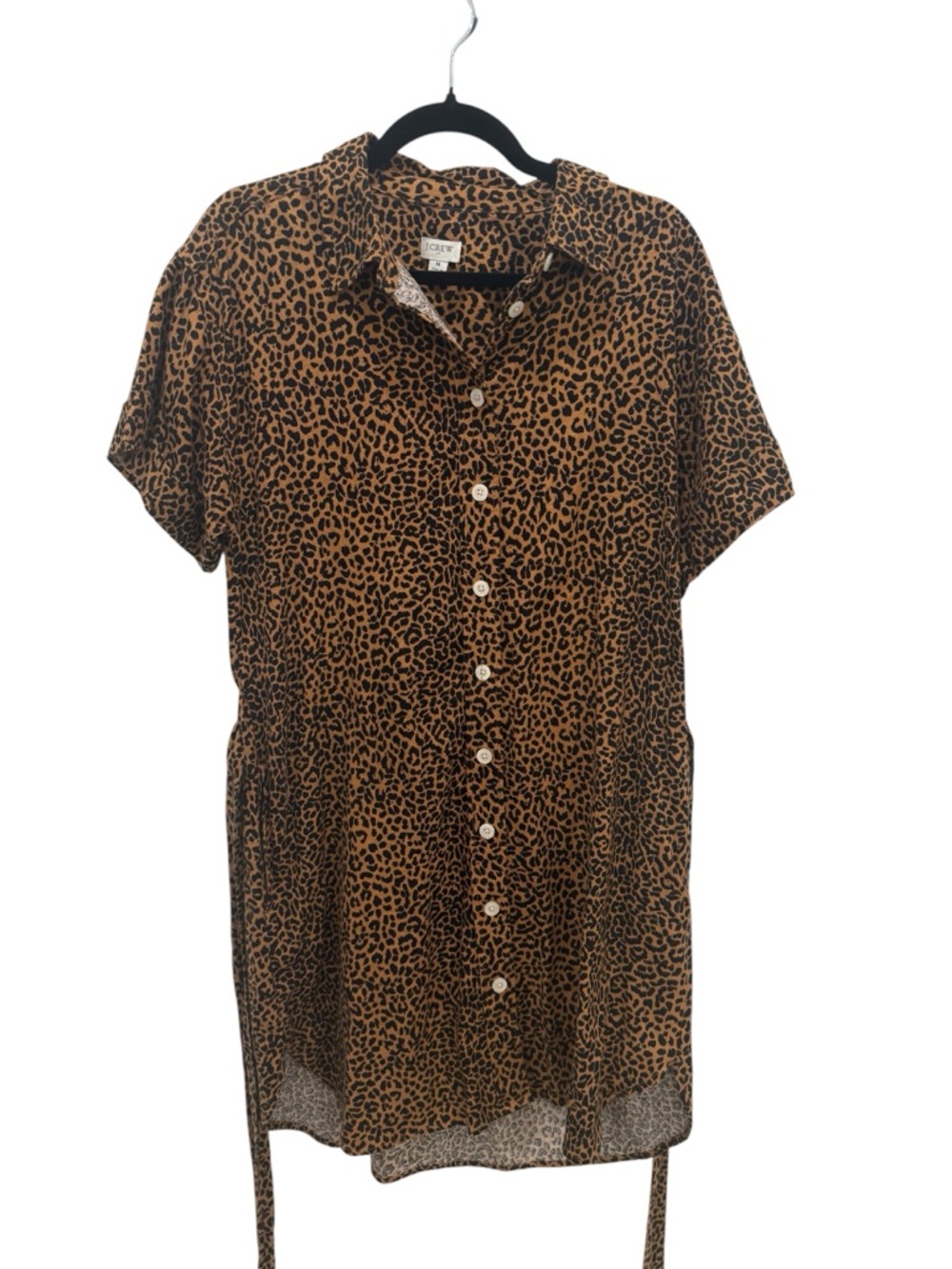 J. Crew Brown Leopard-Print Button-Front Midi Dress - Picture 4 of 7